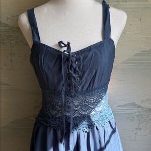 SHEIN Midnight Blue Lace-Up Dress